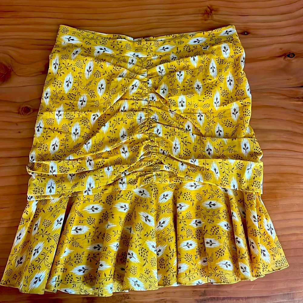 Veronica Beard Yellow Floral Mini Skirt